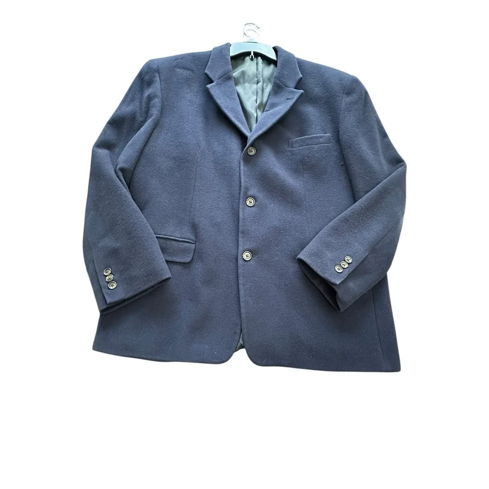 J. Crew Men's Vintage 44R Blue Wool‎ Cashmere Blend Single Breasted Blazer #RR-6